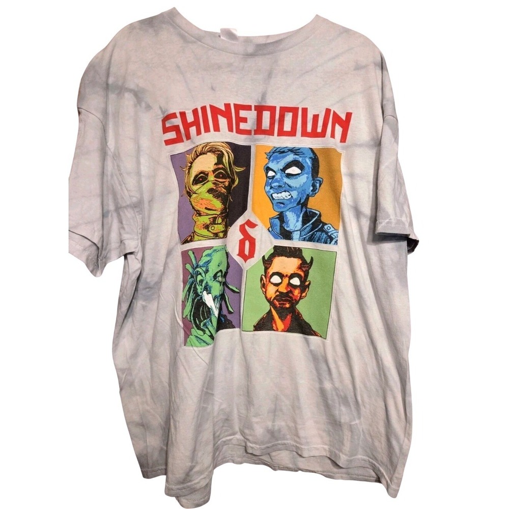 Shinedown T-Shirt Mens 2XL Grey Tie Dye My Monsters Are Real 2022 Tour Graphic‎